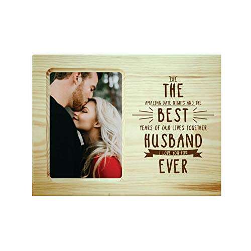 Giftsmate Valentine Gifts for Husband The Best Husband Ever Engraved Wooden Photo Frame Plaque