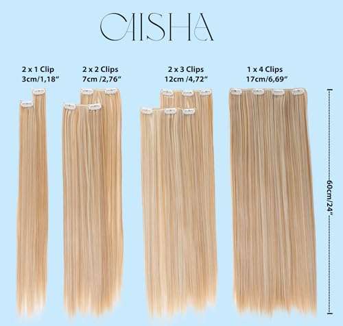 CAISHA XL 24" 7 Pieces Set CLIP IN EXTENSIONS Hairpiece Straight Light Blonde Mix CE7 3