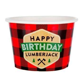 Happy Birthday Lumberjack Buffalo Check Snack Cups Outdoors Party Supplies 12 Ct 1