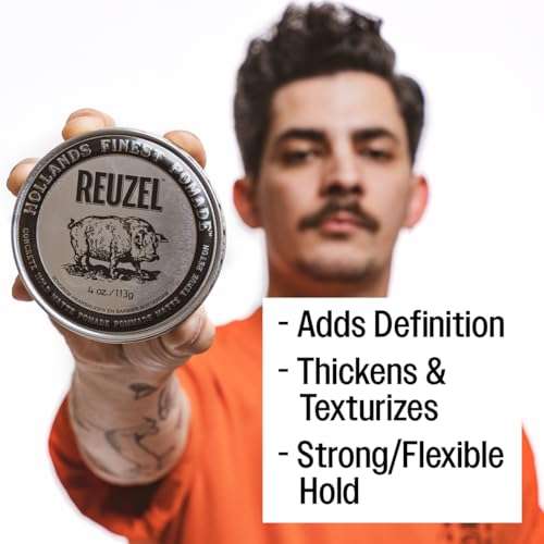 REUZEL Concrete Matte Pomade, Strong All Day Hold, Water Soluble Styling, No Shine and Flake Free, Easy To Wash Out, For All Hairstyles, 12 oz 6