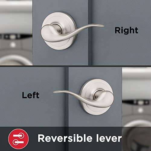 Kwikset Tustin Interior Passage Door Handle, Lever For Closet and Hallway Doors, Reversible Non-Locking Handle Lever, Satin Nickel, with Microban Protection 4