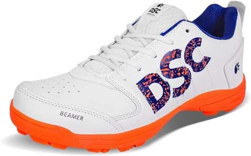 DSC Men's Beamer Cricket Shoes (Fluro Orange-White, Size 8 UK) 1