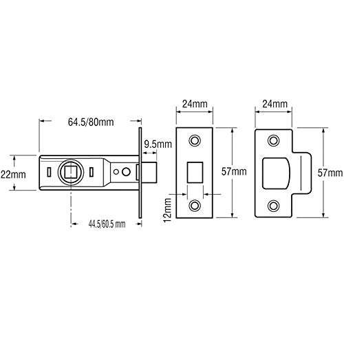 Union Locks 76mm Tubular Mortice Latch 2648 - Polished Brass 2