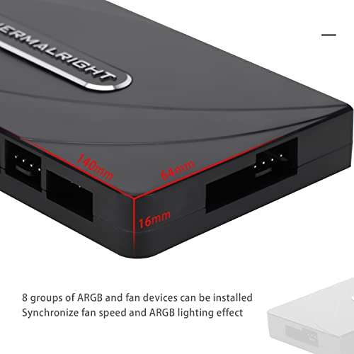 Thermalright Fan and ARGB HUB ×8 ARGB/PWM Hub Controller Used SATA Power Supply, Hub Support 8 Groups of Fans, 8-Port PC PWM Fan and ARGB Fan Controller(Fan and ARGB HUB×8 ) 2