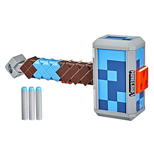 Nerf Minecraft Stormlander Dart-Blasting Hammer, Fires 3 Darts, Includes 3 Official Elite Darts, Pull-Back Priming Handle (Amazon Exclusive) 1