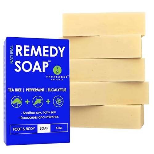 Truremedy Naturals Remedy Soap for Men, Women - Tea Tree Oil Bar includes Peppermint, Eucalyptus - for Foot, Body, All Skin Types - Pack of 5