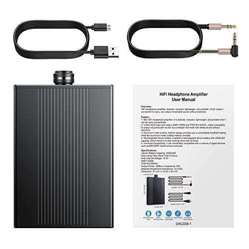 Proster Portable Headphone amp 3.5mm Stereo Audio Out, Rechargeable Headphone Amplifier HiFi Audio Amp Support Impedance 16-150Ω for iPhone iPod MP3 MP4 Computer 6