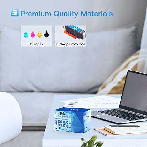 LxTek Compatible Ink Cartridge Replacement for Canon PGI-280XXL CLI-281XXL PGI 280 XXL CLI 281 XXL to Compatible with TR8520 TS8322 TS9120 TS6220 TS9520 TS8220 TS9521C TS6120 TS8120 (5-Pack) 5