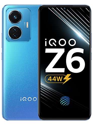 IQOO Z6 44W (Lumina Blue, 6GB RAM, 128GB Storage) | 6.44" FHD+ AMOLED Display | 50% Charge in just 27 mins | in-Display Fingerprint Scanning