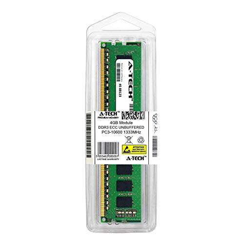 A-Tech 4GB Replacement for Hynix HMT351U7BFR8C-H9 - DDR3 1333MHz PC3-10600 ECC Unbuffered UDIMM 2rx8 1.5v - Single Server Memory Ram Stick (HMT351U7BFR8C-H9-ATC) 2