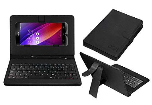 ACM Keyboard Case Compatible with Asus Zenfone 2 Ze551ml Mobile Flip Cover Stand Plug & Play Device for Study & Gaming Black 1