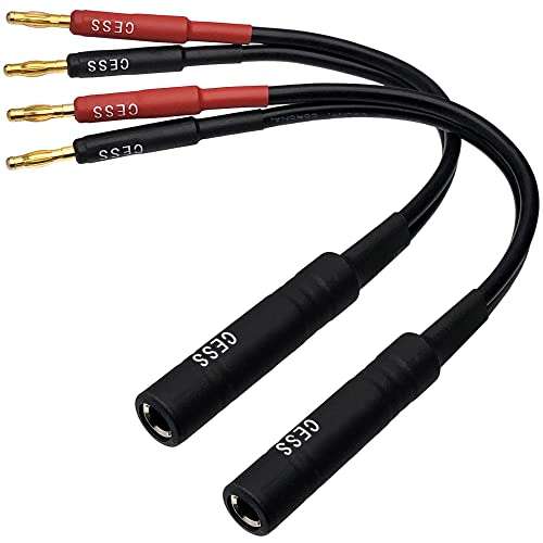 CESS-020 1/4 Inch TS to Dual Banana Plug Speaker Adaptor, 6 Inch - Mono 6.35mm Female Jack to Banana Cable - 2 Pack 4