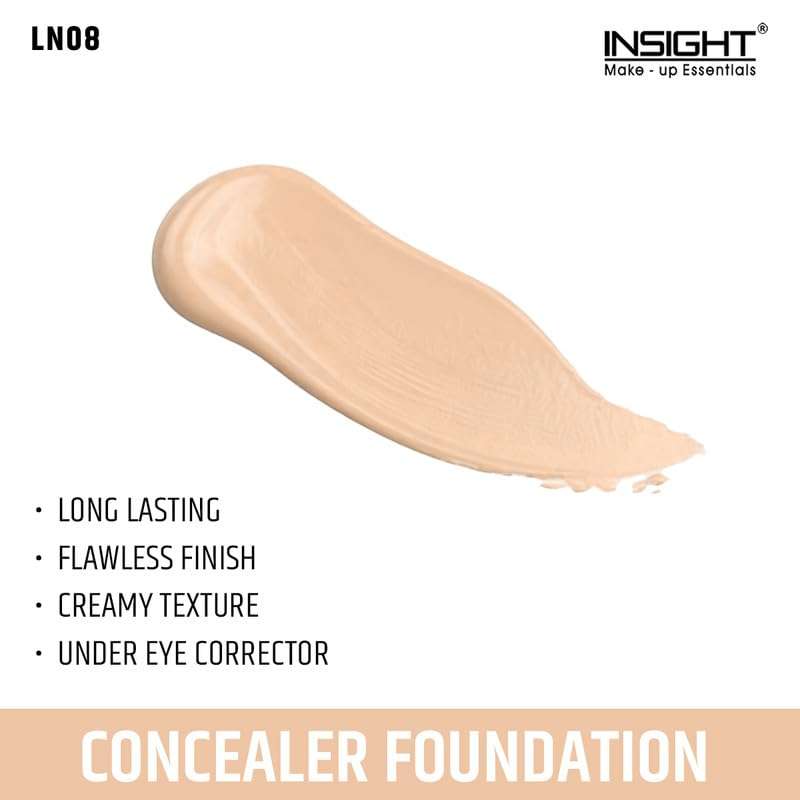 INSIGHT Cosmetics Matte Concealer Foundation For All Skin Types Powder|Waterproof Full Coverage Long Lasting|Light Oil Free Face Makeup| 20Ml, Fd22-Ln08, 1 Count 3