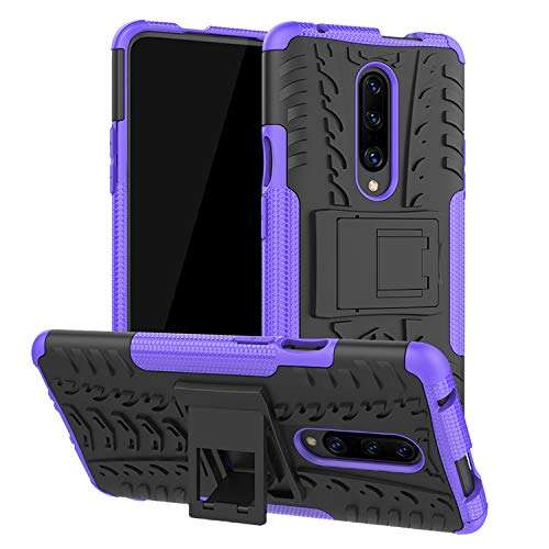 Osophter Oneplus 7 Pro Case, Dual Layer Shock-Absorption Cover Full-Body Protective Cell Phone with Kickstand Combo PC+TPU Back Cases for One Plus 7 Pro(Purple) 1