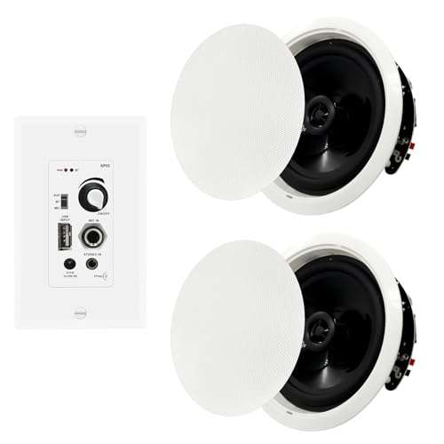 PNWCZ 6.5 Inch Bluetooth Ceiling Speakers 300W 2-Way Flush Mount Plus Wall Mount with in Wall Amplifier Receiver Perfect for Home Theater Office Bathroom(2 Speakers) 1