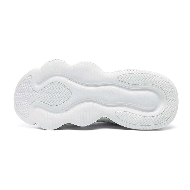 Bacury Men Womens Basketball Shoes Fashion Sneakers Air Cushion Running Shoes Height Increasing Platform Shoes Leather Sport Non Slip Sneakers for Casual White Size 10 2