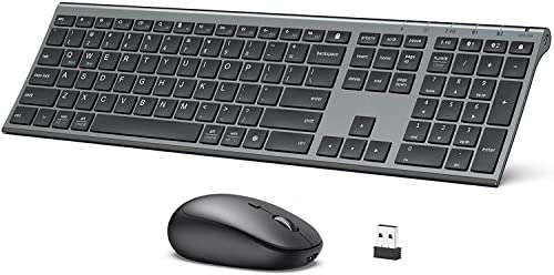 iClever Wireless Keyboard and Mouse DK03, Rechargeable Dual-Mode (Bluetooth+2.4G) Bluetooth Keyboard and Mouse Set, Ultra-Slim Multi-Device Keyboard for Mac, iPad, Apple, Android, Windows, Grey 1