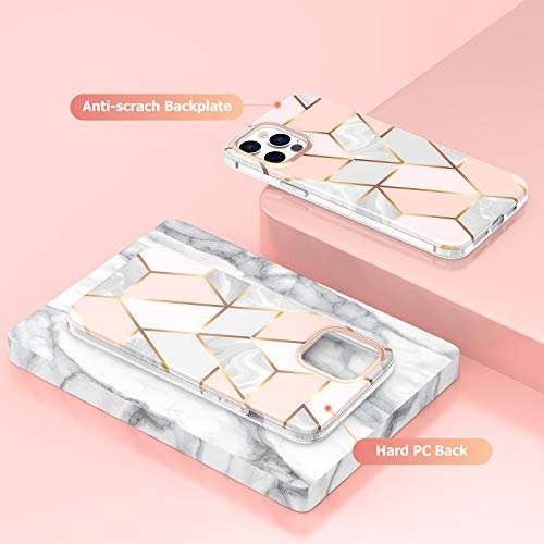 MATEPROX Compatible with iPhone 12 Pro case and iPhone 12 Cases 6.1inch,Marble Design Slim Thin Stylish Geometric Cover(Marble Pink) 4