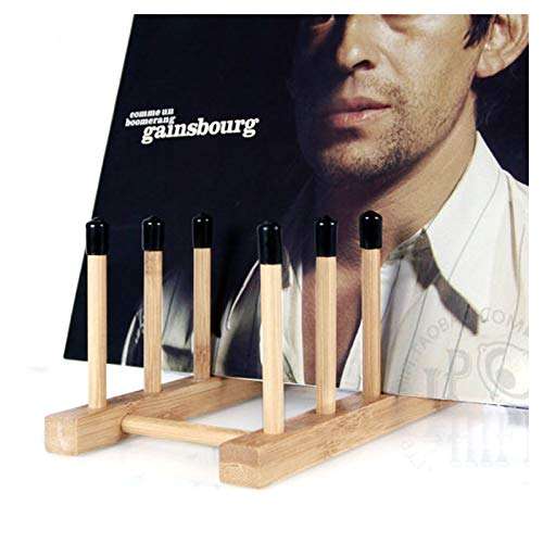 MOCOHANA Vinyl Record Storage Holder Premium Wood Vinyl Stand Drying Rack Holds up to 10 Album Lp's CD Book Holder Magazine Rack Folder Multifunction Organizer, for 12" or 7" Records 2