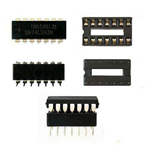 Todiys New 20Pairs for 20Pcs 74LS93 SN74LS93 SN74LS93N HD74LS93P DM74LS93N DIP-14 Decade Divide-by-12 4-BIT Binary Counter + 20Pcs 14-Pin IC Sockets 74LS93N