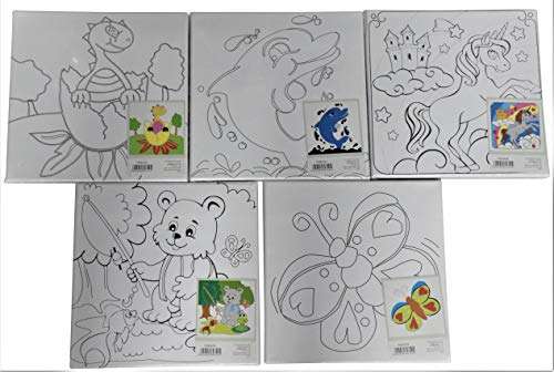 MY PARTY SUPPLIERS Jagmag® Kids Canvas Painting Set with Acrylic Paint and Brush/Cartoon Theme Small Canvas Painting Set for Kids/Birthday Gift for Children/Hobby Summer-Camp Kit (1pcs) 4