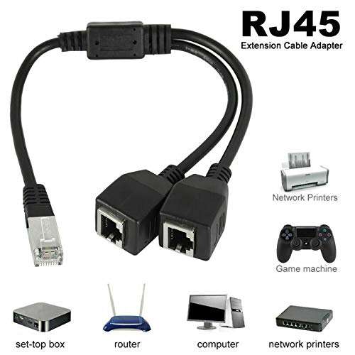 RJ45 Network Splitter Adapter Cable,RJ45 1 Male to 2 Female RJ45 Splitter LAN Ethernet Network Extension Cable Adapter Suitable for Super Cat5,Cat5e,Cat6,Cat7 LAN Ethernet Socket Adapter Connector 4