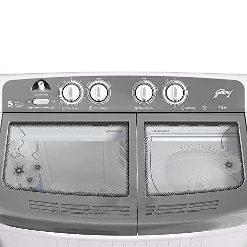 Godrej Edge 7.5 Kg 5 star Semi-Automatic Top Loading Washing Machine Appliance (WSEDGE 75 5.0 TB3 M STGR, Satin Grey, Toughened glass lids) 3