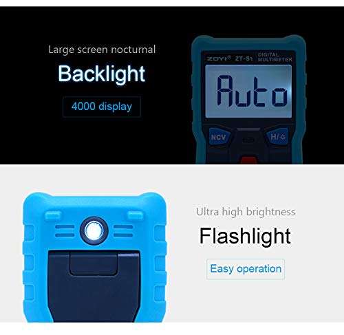 ZT-S1 Automatic Digital Multimeter True-RMS Intelligent NCV 4000 Counts AC/DC Voltage Current Ohm Test Tool-GOLDEN BLUE 3