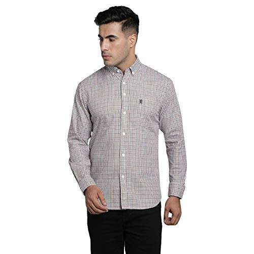 Red Tape Men's Checkered Regular Fit Shirt (RFS0195_Off-White M) 1