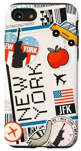iPhone SE (2020) / 7 / 8 Boarding Pass New York Travel Holidays Plane City Case 1
