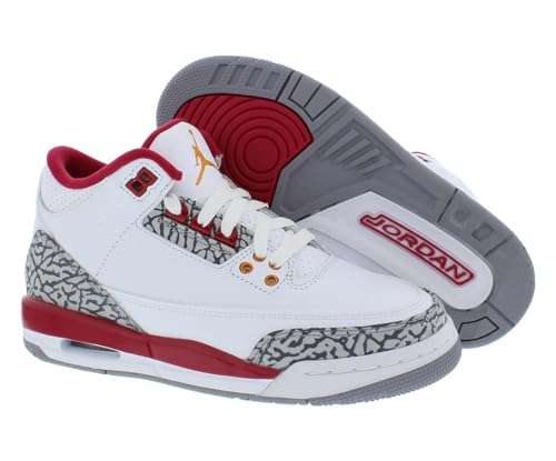 Jordan Boy's Air 3 Retro (Big Kid) White/Light Curry/Cardinal Red 5 Big Kid M 2