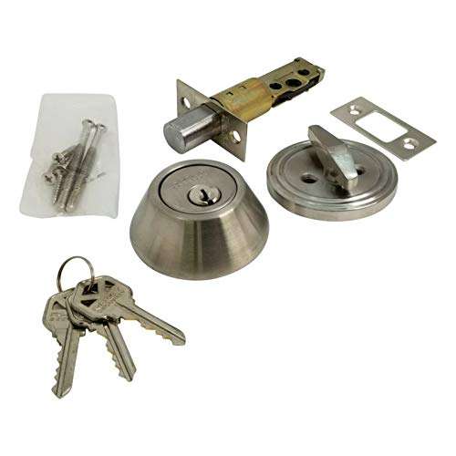 RI-KEY SECURITY - DeadBolt Lock Entry Keyed Cylinder 3 Key Exterior Interior Kw1 Stainless Steel 5
