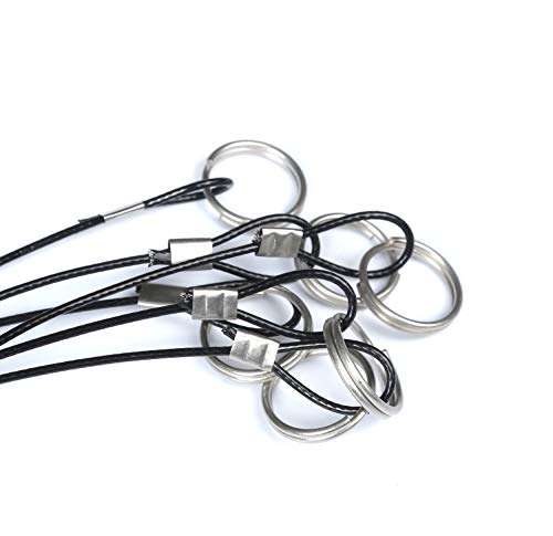 Mxeol Lightweight Safety Lanyard Double Loops Cable Black Coated Cover Stainless Steel Looped Ends Cable w/Quick Release Rings & Rope Crimp 12inch / 30cm 6 Pack 6