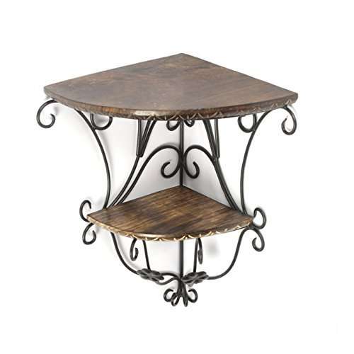 WOODENCLAVE Handcarved Solid Wood Floral Design Wall Mounted Floating Shelf Wooden Wall Double Brackets Shelves Set for Home Living Room Decor - (Brown) 4