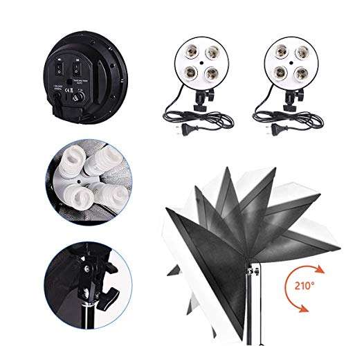 Softbox Lighting Kit, 135W 5500K LED Bulb 50x70cm SoftBox with Socket Continuous Photography Lighting Kit for YouTube Video, Portrait for Studio Lighting 4