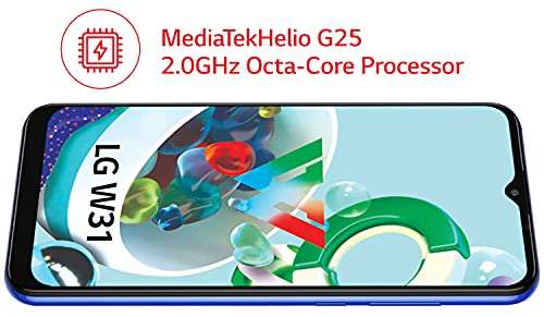 LG W31 (Midnight Blue, HD+ FullVision Display, 4GB/64GB Storage) | 4000 mAh Battery with MediaTekHelio G25, 2.0GHz Octa-Core Processor, Small 4
