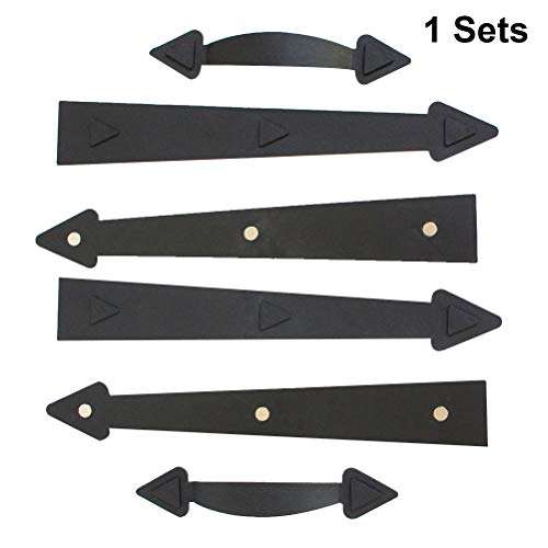 DOITOOL Door Knob Handle, Decorative Garage Door Handle Curb Appeal Faux Hinges Handles Hardware Kit Door Handles for Interior Doors (Black) 4