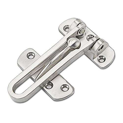 1 Set Practical Stainless Steel Heavy Duty Horizontal Line Swing Bar Lock Add Extra Door Lock Childproof Door Security Latch Guard Clasp Metal Defender Reinforcement Catch for Home Hotel Office 1