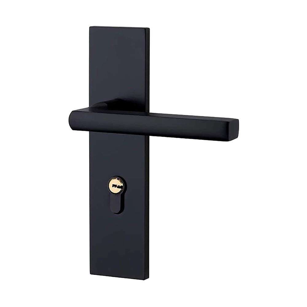 YH416 Entry Lever Door Handle and Single Cylinder Deadbolt Lock and Key Locking Lever Handle Set [Front Door or Office] Right & Left Sided Doors Heavy Duty – Iron Black Finish 3