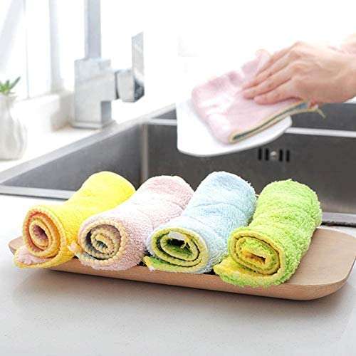 GlobalNiche® 2 PCS/set Absorbent Cloth Washing Towels Kitchen Cleaning Rags 25 * 15cm Dishcloths Thicken Double Superfine Fiber (9074) 1
