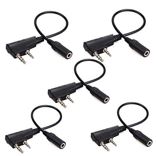 Retevis Earpiece Adapter for Walkie Talkie,2 Pin to 3.5mm Headset Adapter Only Compatible RT22 RT21 RT27 RT7 H-777 H777S RT18 RT19 RT22S(Not Fit for Other Brand) 2 Way Radio (5 Pack) 1