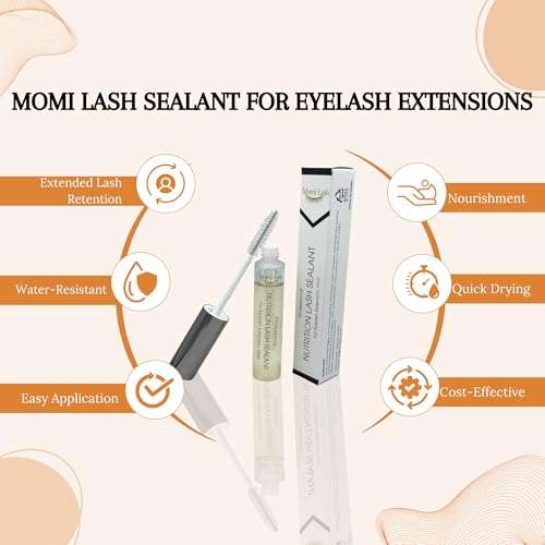 Momi Lash Sealant for Eyelash Extensions, Protective Layer for Cluster Lashes DIY Lash Extension Lash Sealer Long-Lasting 14 Days Lash Seal Clear10ml 2