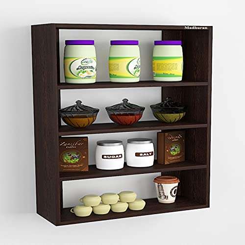 Madhuran Engineering Wood Home Shelf Multipurpose Kitchen Display Storage Rack Cabinet Wenge 3