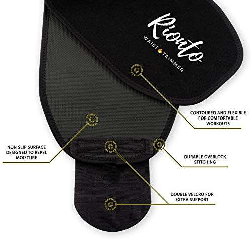 Rionto Sweat Belt for Men and Women – Waist Trainer Sauna Belt, Supports Lower Back (Large) Black 5