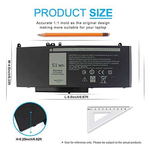7.4V 51Wh Type G5M10 Laptop Battery Compatible with Dell Latitude E5450 E5550 E5250 15.6 inch 8V5GX R9XM9 WYJC2 1KY05 080-854-0066 0WYJC2 451-BBLN Battery 4-Cell 3