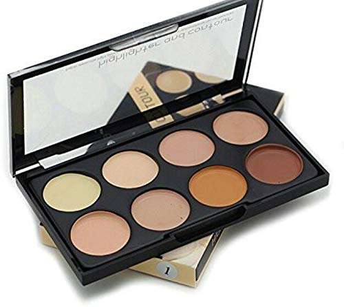 ClubComfort� Highlighter and Contour 8 Shades Concealer Palette With Foundation Brush 6