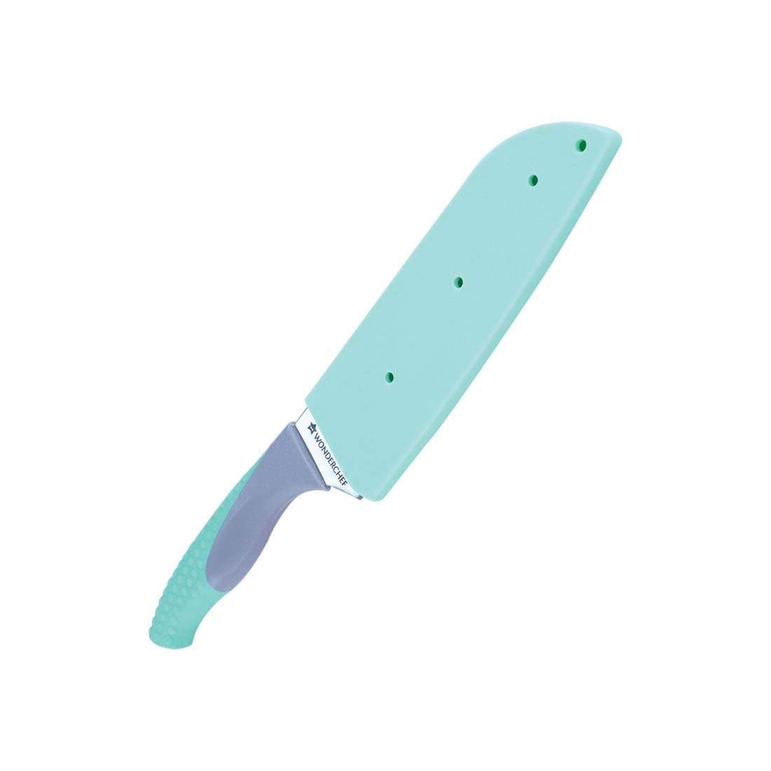 Wonderchef Easy Slice Stainless Steel Knife 6 Inches, Razor Sharp Double-Edged Blade, Hollow Blade Design, Full-Tang Construction, Plastic Guard for Protection, 5 Years Warranty, Green 4