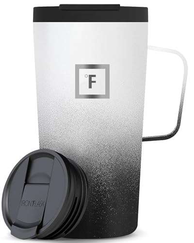 IRON °FLASK Grip Novelty Coffee Mug - Leak Proof, Vacuum Insulated Stainless Steel Bottle, Double Walled, Thermo Travel, Hot Cold, Water Metal Canteen - Day & Night, 16 Oz - Rubber Bottom 1