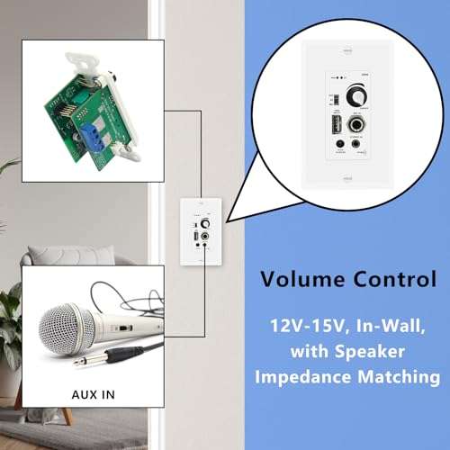 PNWCZ 6.5 Inch Bluetooth Ceiling Speakers 300W 2-Way Flush Mount Plus Wall Mount with in Wall Amplifier Receiver Perfect for Home Theater Office Bathroom(2 Speakers) 3