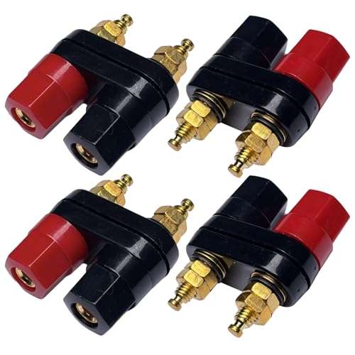 CESS Dual Binding Post, 4mm Banana Socket, 2 Way Gold-Plated Speaker Binding Posts, Power Amplifier Connector, 4 Pack 5